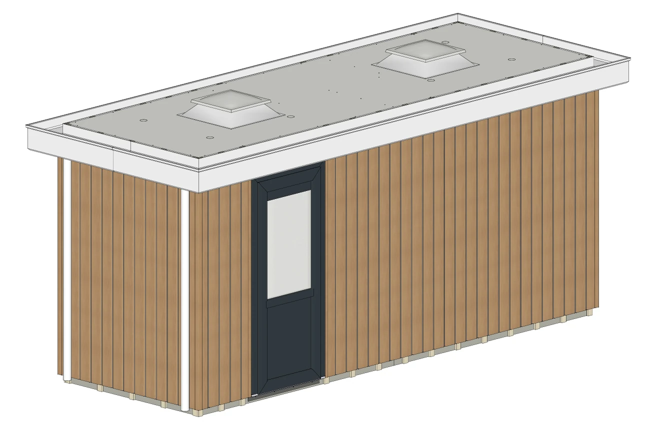 Buitenzijde vanuit de andere hoek van Sani-unit Kreek