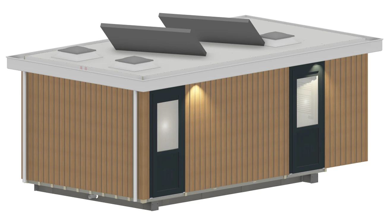 Buitenzijde vanuit de derde hoek van Sani-unit Vliet