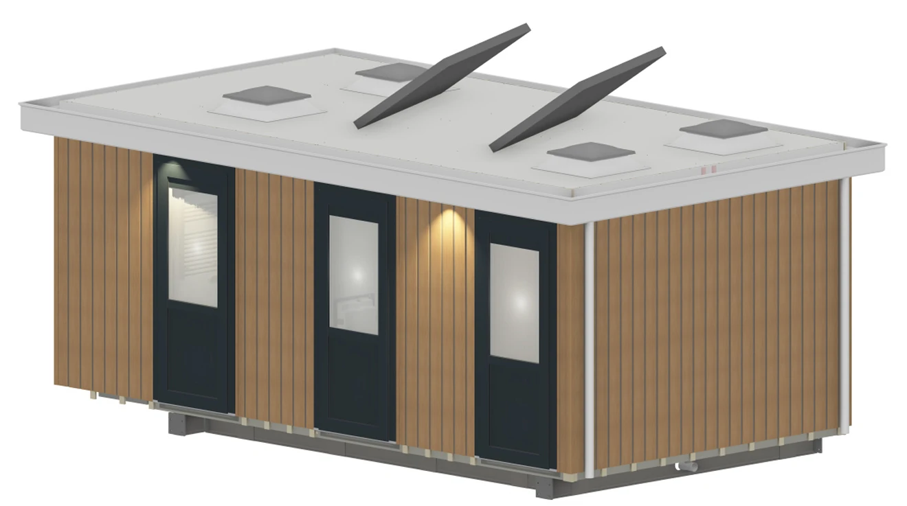 Buitenzijde vanuit de vierde hoek van Sani-unit Vliet